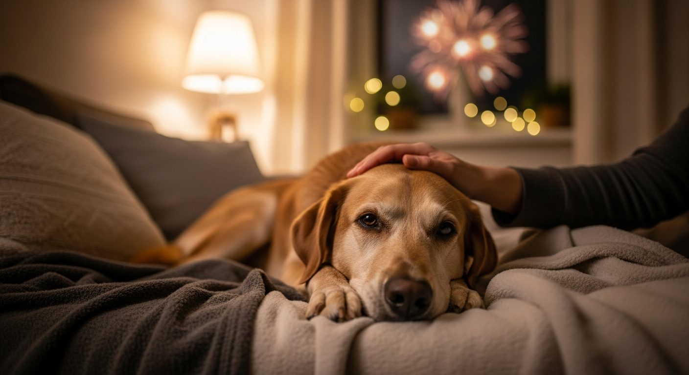 Dog scared of fireworks