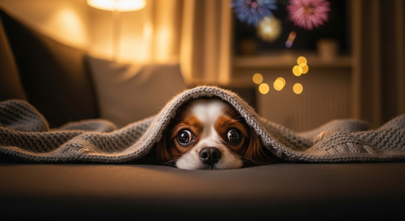 Dog scared of fireworks