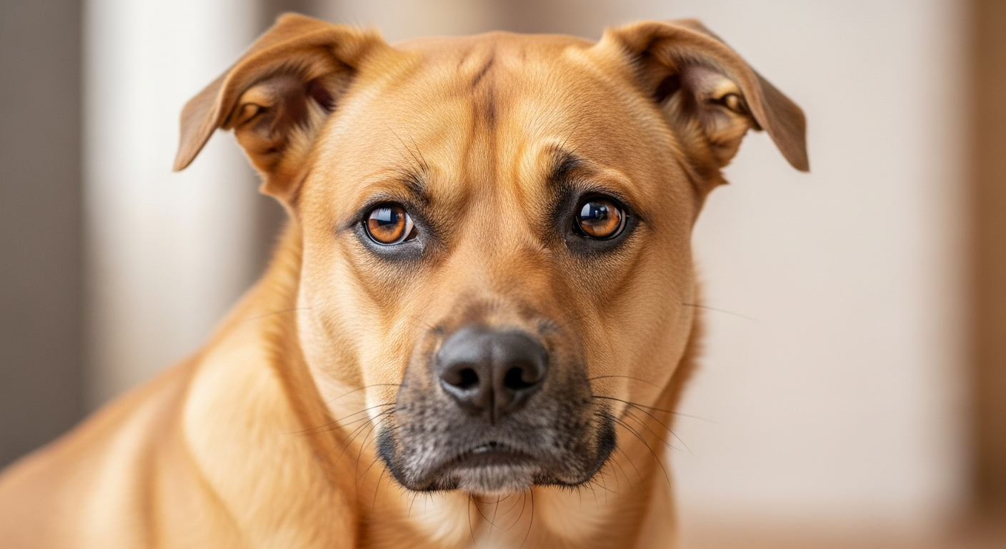 Anxious dog showing signs of stress and skin irritation