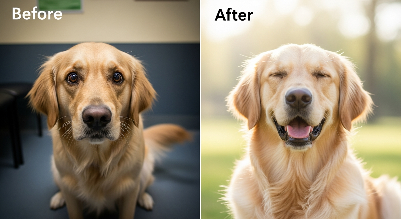 Comparison of anxious versus calm dog body language