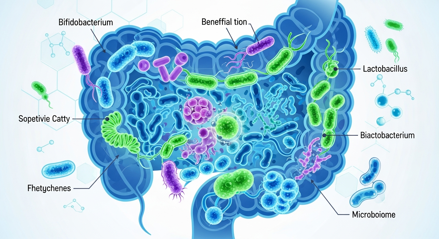 Illustration of dog microbiome and gut bacteria