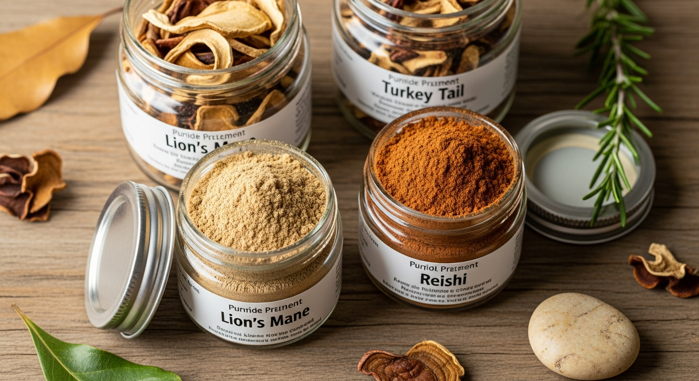 Various functional mushroom supplements for pets