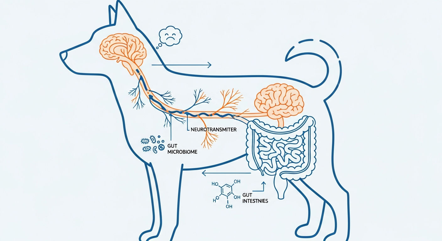 Diagram showing the gut-brain axis connection in dogs