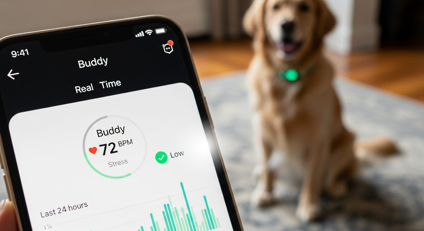 Pet health tracking app showing HRV and wellness data